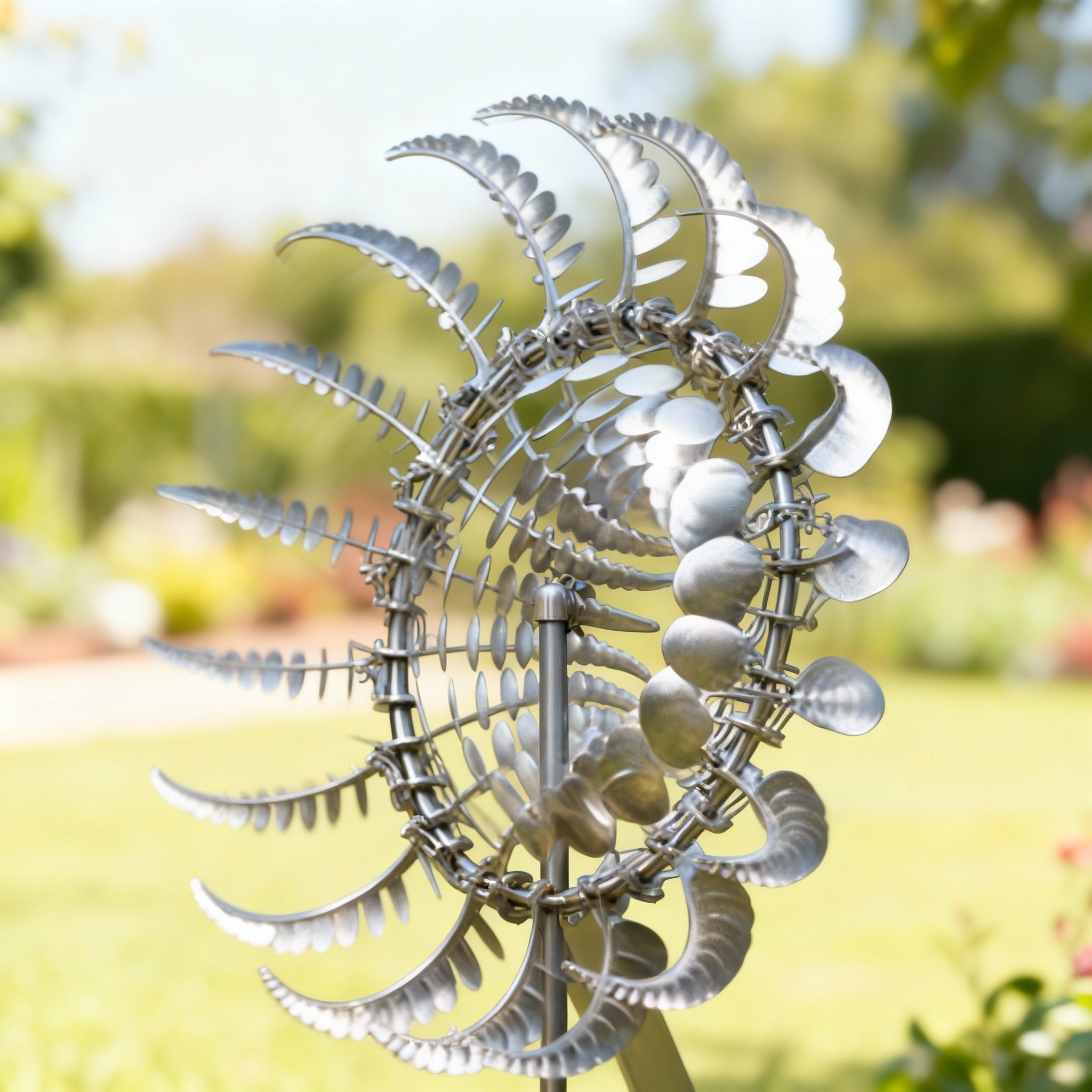 Novo Moinho de Vento Mágico em Metal Anti-Ferrugem e Rodas de Vento Cinéticas para Decoração de Jardim | Lersk