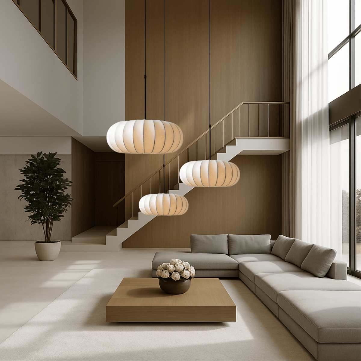 Round Pendant Light Fixture With Fabric Shade, 12-Inch Diameter | Lersk