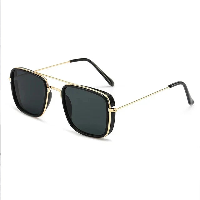Occhiali da sole AureaQuad con montatura quadrata finitura oro UV400 | Lersk