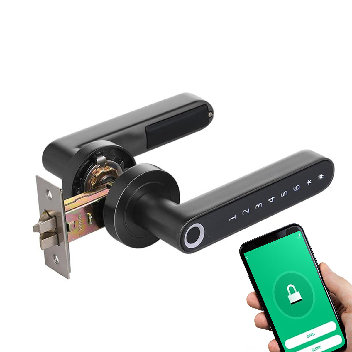 AstraLock Smart Fingeraftryksdørslås med mobilapp Hurtig oplåsning på 0,5 sekunder | Lersk