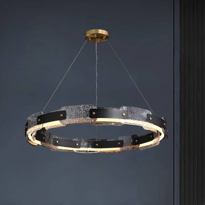 Moderní závěsný lustr z kouřového skla s luxusním LED stropním světlem | Lersk