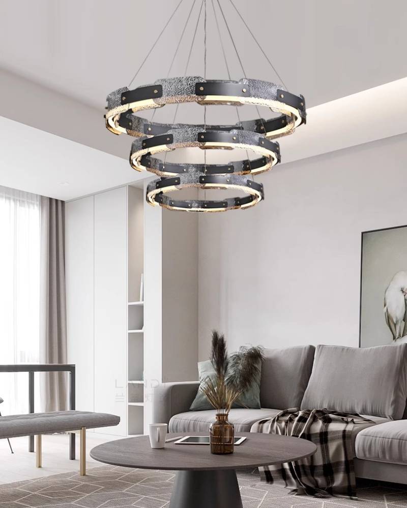 Moderní závěsný lustr z kouřového skla s luxusním LED stropním světlem | Lersk