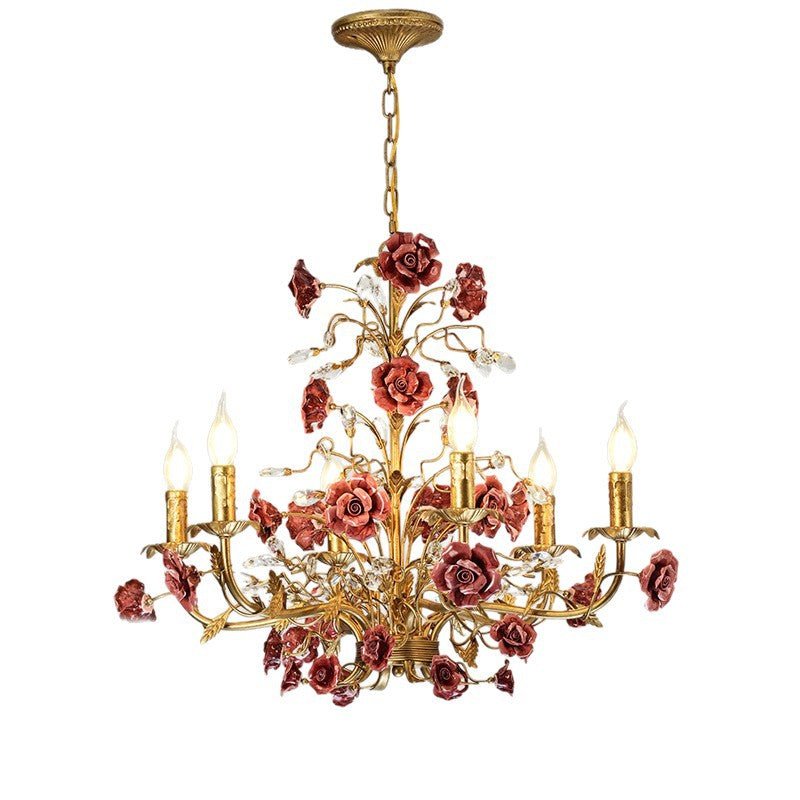 Rose Chandelier In French Country Style Vintage Ceiling Light | Lersk