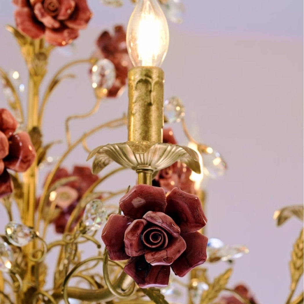 Rose Chandelier In French Country Style Vintage Ceiling Light | Lersk