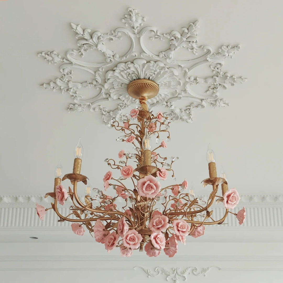 Rose Chandelier In French Country Style Vintage Ceiling Light | Lersk