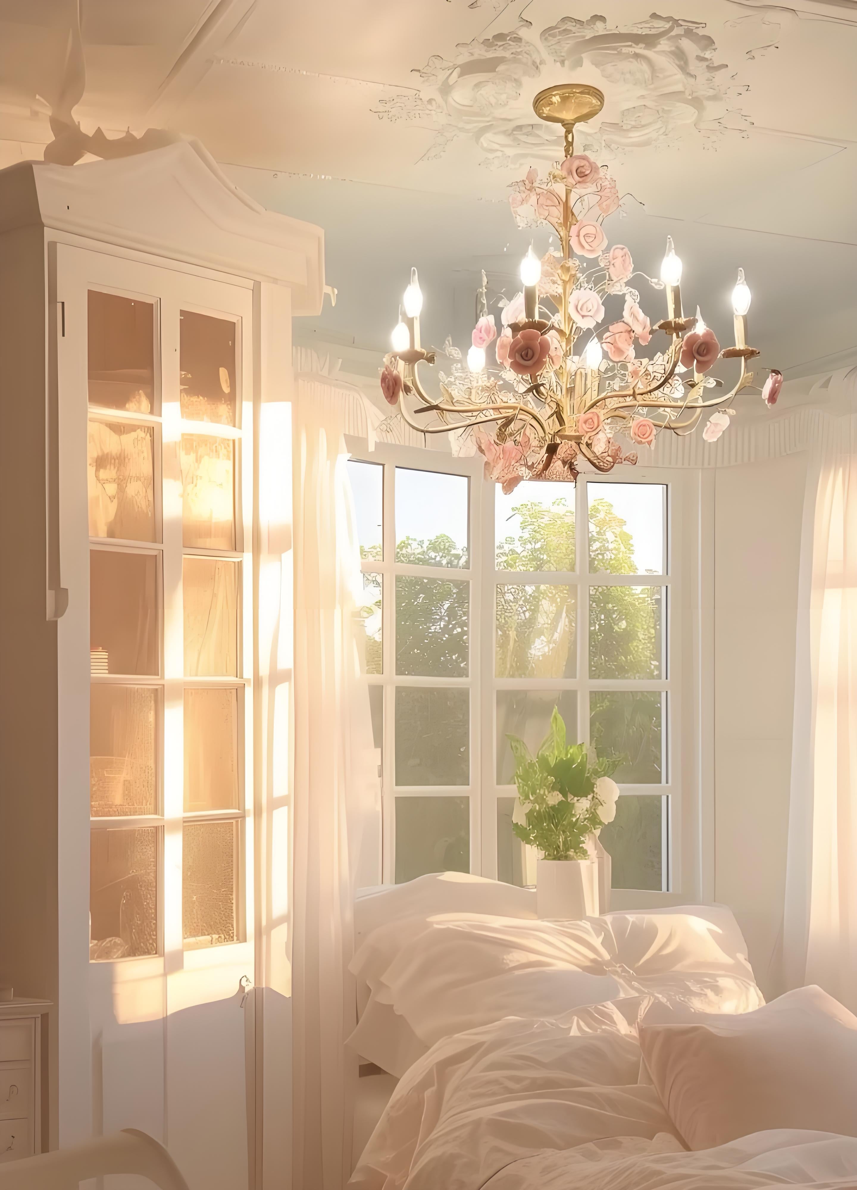 Rose Chandelier In French Country Style Vintage Ceiling Light | Lersk