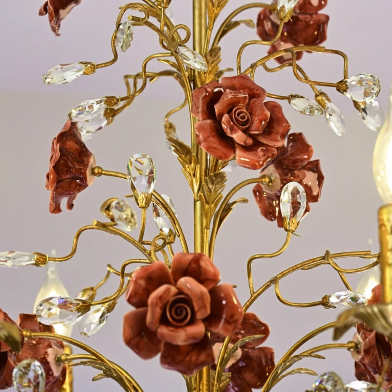 Rose Chandelier In French Country Style Vintage Ceiling Light | Lersk