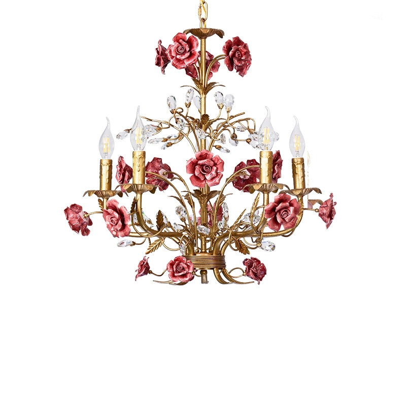Rose Chandelier In French Country Style Vintage Ceiling Light | Lersk