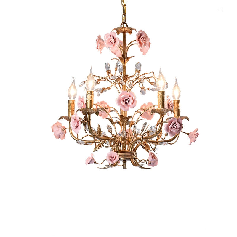 Rose Chandelier In French Country Style Vintage Ceiling Light | Lersk