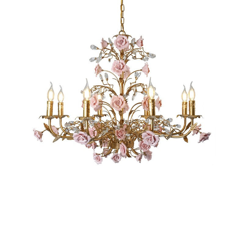 Rose Chandelier In French Country Style Vintage Ceiling Light | Lersk