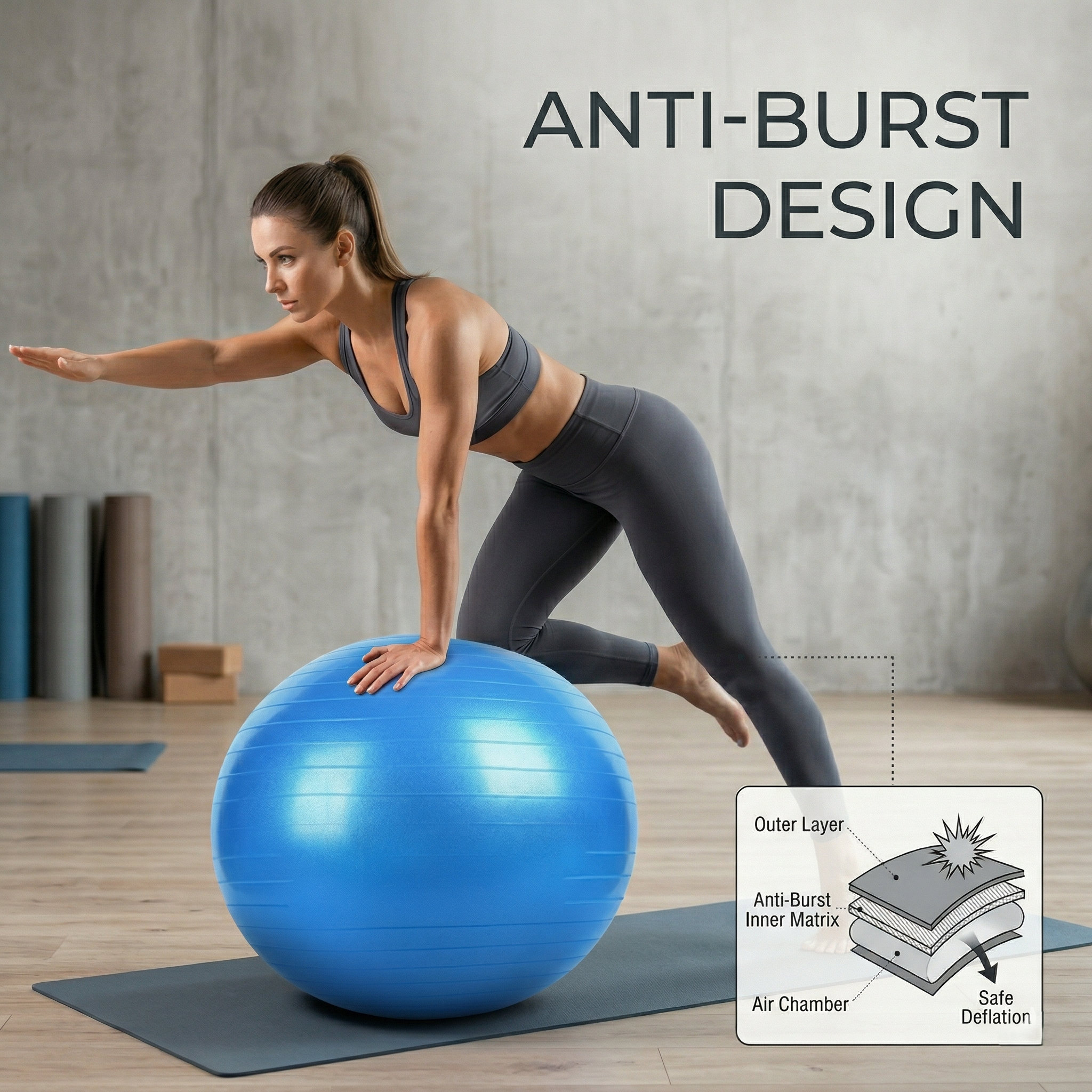 Anti-Platz Stabilitäts-Balanceball – Kraft & Kern-Ausrichtung | Lersk