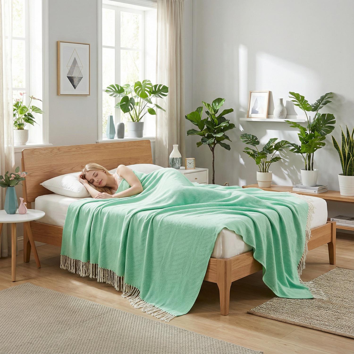 Manta Geométrica com Franjas para Decoração Elegante da Sala de Estar | Lersk