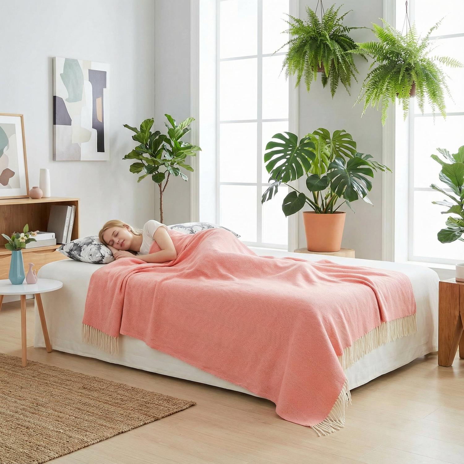Manta Geométrica com Franjas para Decoração Elegante da Sala de Estar | Lersk