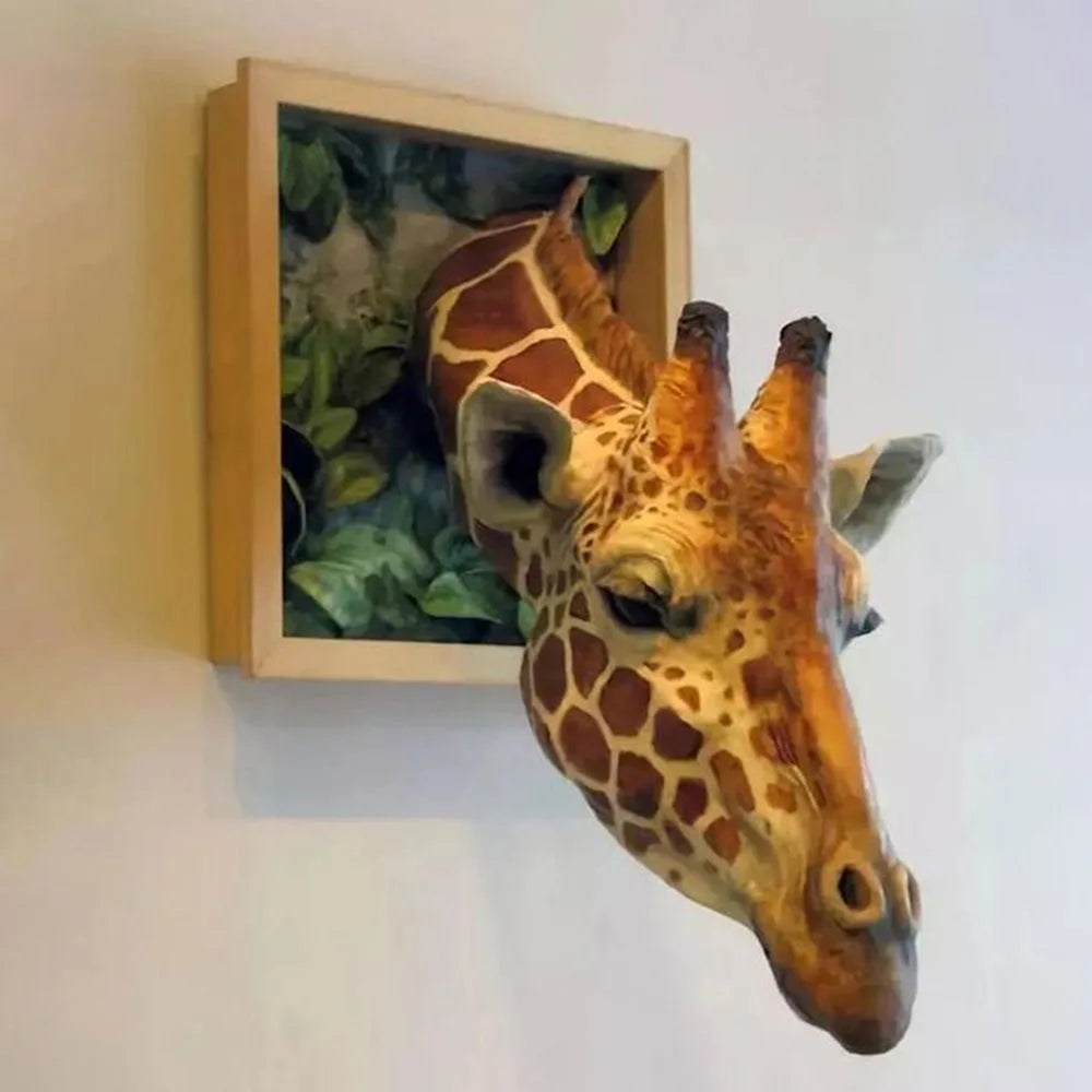 Giraffe Head Wall Decoration, 3D Sculpture Lifesize Decoration For Interior Walls | Lersk