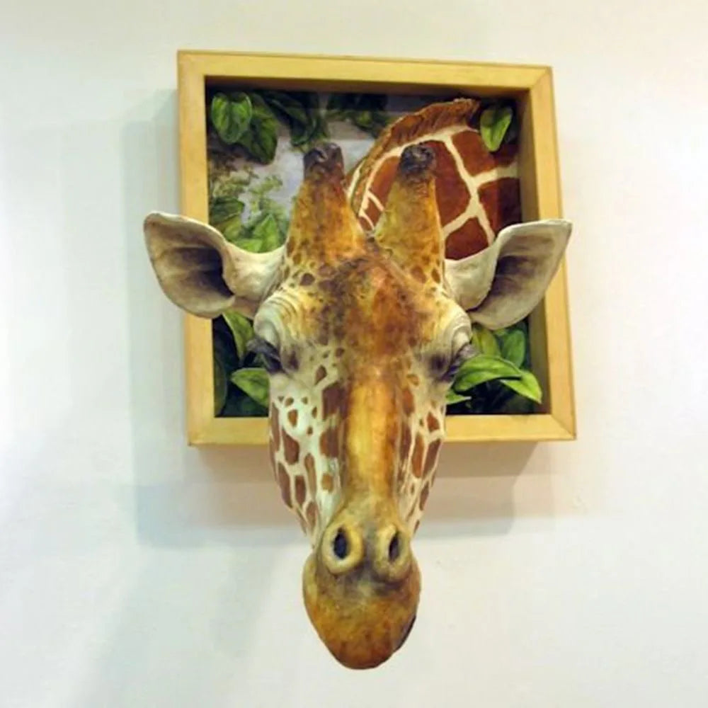 Giraffe Head Wall Decoration, 3D Sculpture Lifesize Decoration For Interior Walls | Lersk
