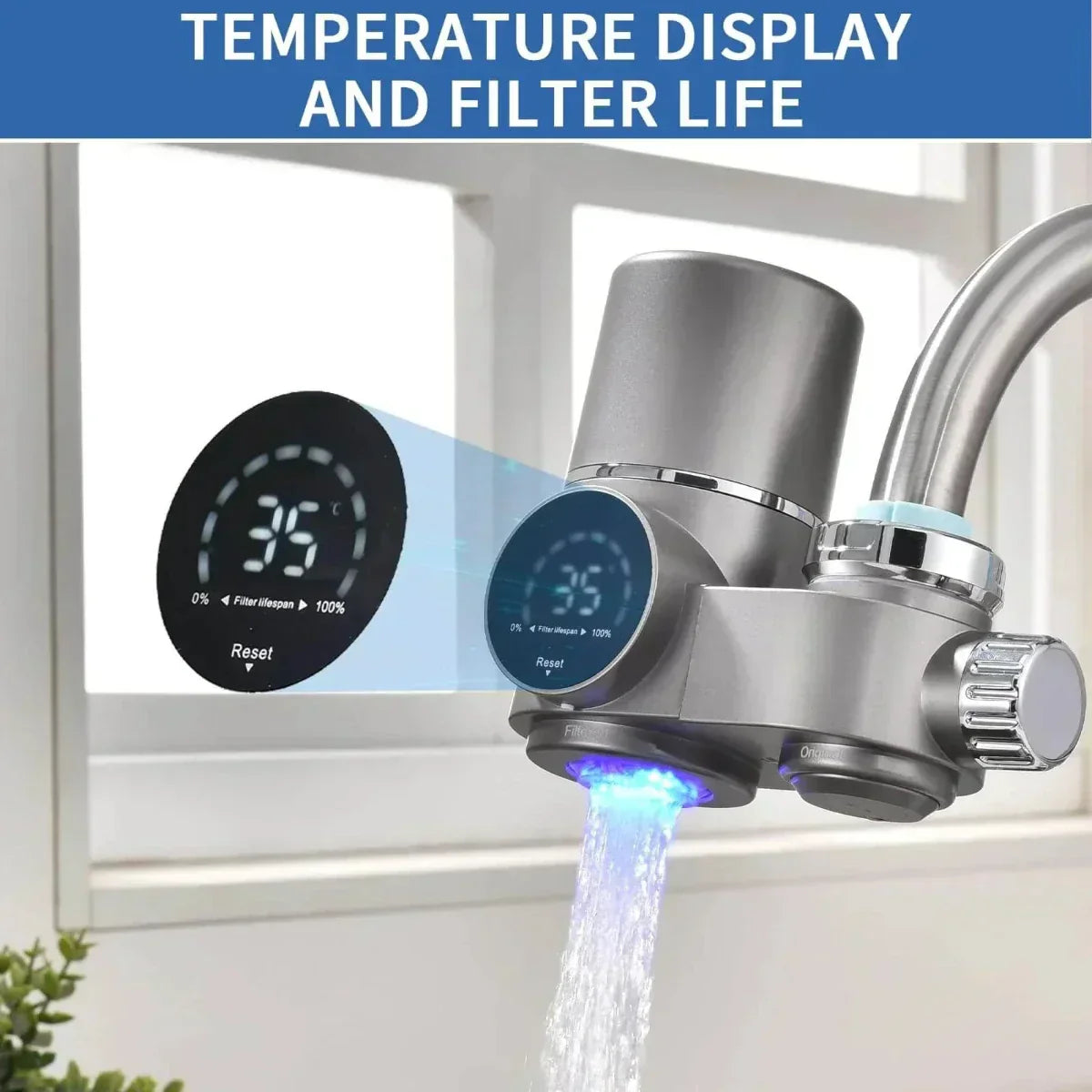 Filtro per acqua del rubinetto ClearView a LED con display per acqua più pulita | Lersk