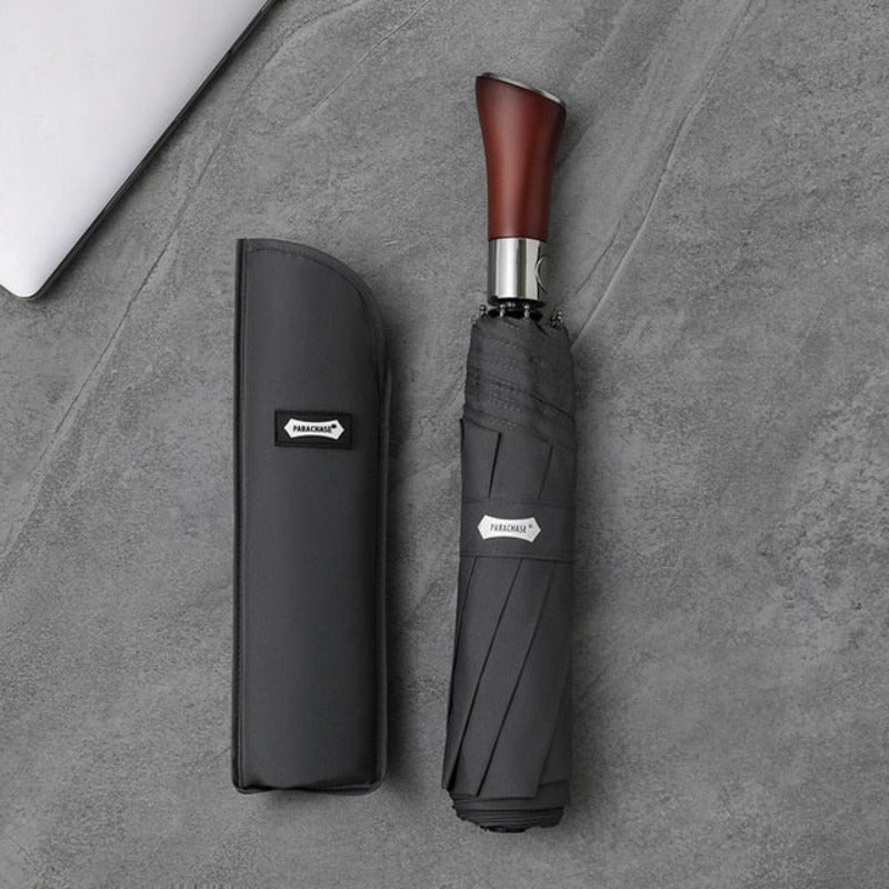 LumaLeaf Auto-Open Umbrella With Elegant Wooden Handle | Lersk