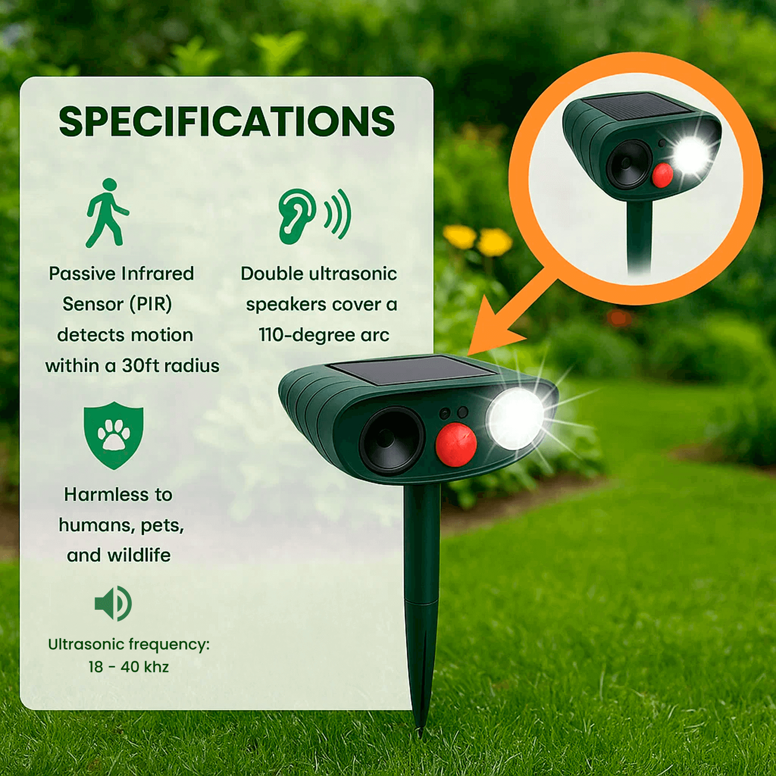 SolaraGuard Solar Ultrasonic Deer Repeller For Gardens | Lersk