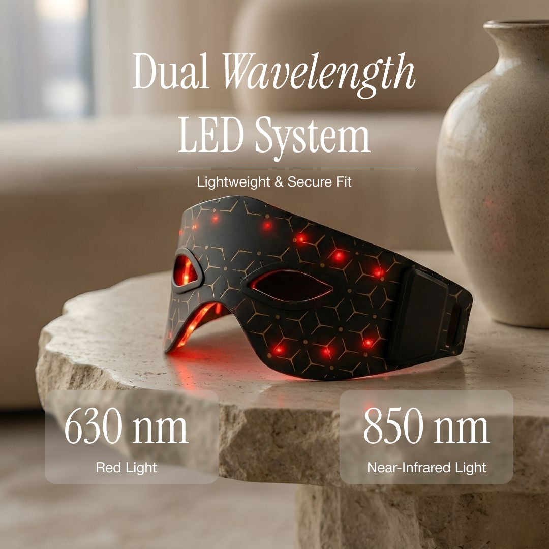 LumiThera Pro dvouvlnná LED oční maska – 630nm červené a 850nm blízké infračervené spektrum | Lersk