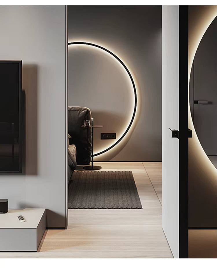 Solformet rund væglampe elegant moderne minimalistisk belysning til stuer | Lersk