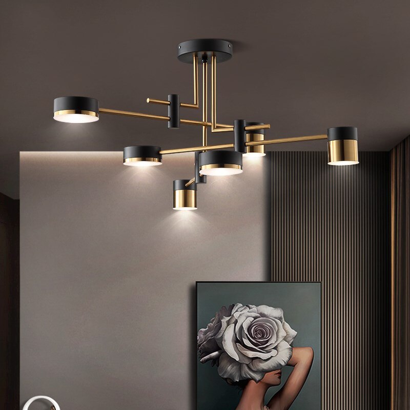 Elara | Scandinavian Black And Gold Chandelier | Lersk