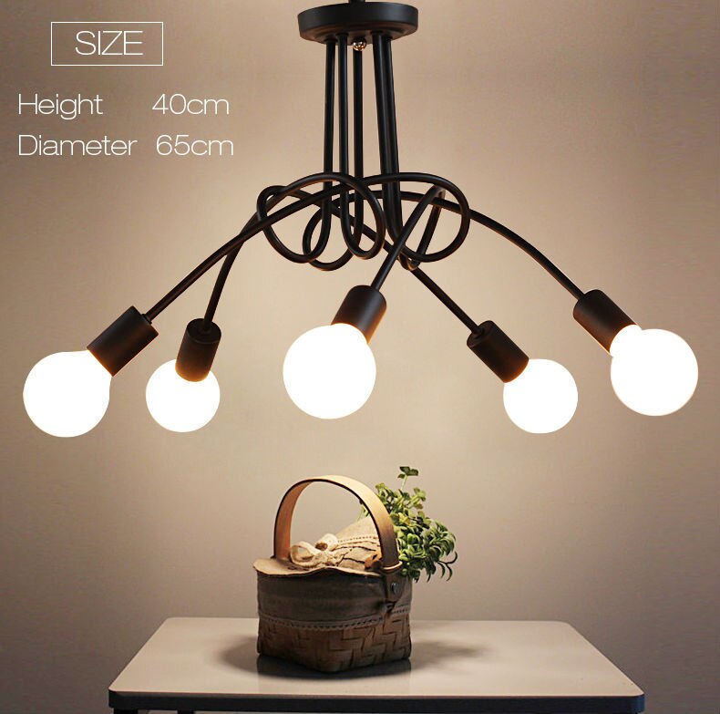 NovaVale Retro Iron Chandelier in Black and White Finish | Lersk