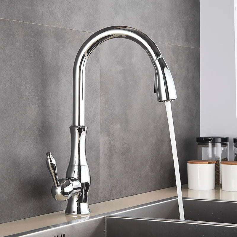 AureliaLux Gold Kitchen Faucet With Pull Out Spray And Swivel Spout | Lersk