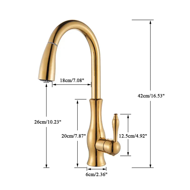 AureliaLux Gold Kitchen Faucet With Pull Out Spray And Swivel Spout | Lersk
