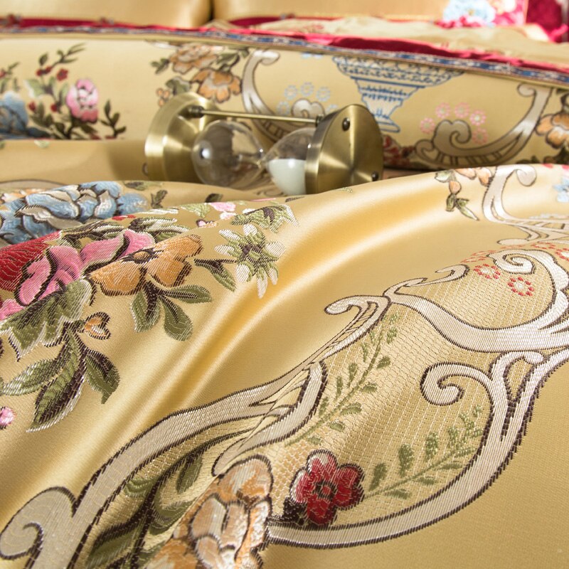 Parure de housse de couette en satin de soie Aurelia en coton argent et or | Lersk