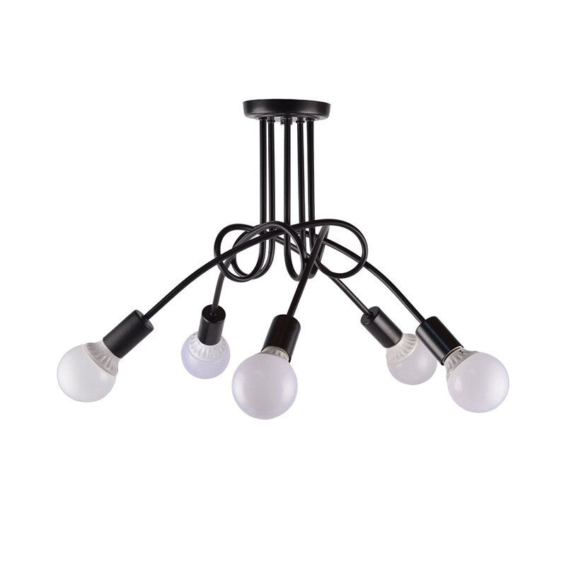 NovaVale Retro Iron Chandelier in Black and White Finish | Lersk