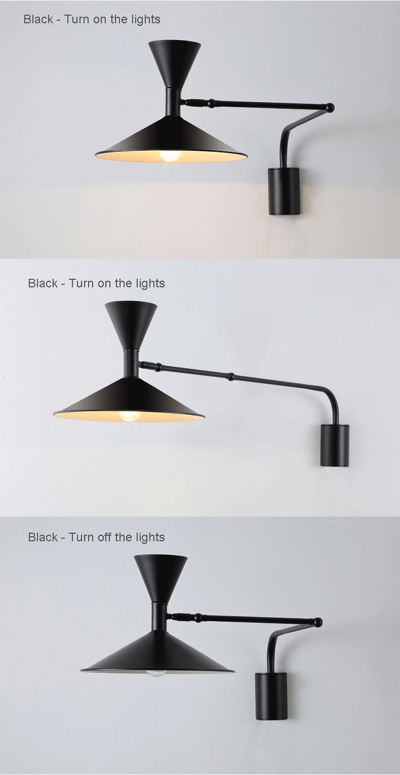 Lampada da parete NovaSwing con braccio oscillante e spina per decorazione camera da letto | Lersk