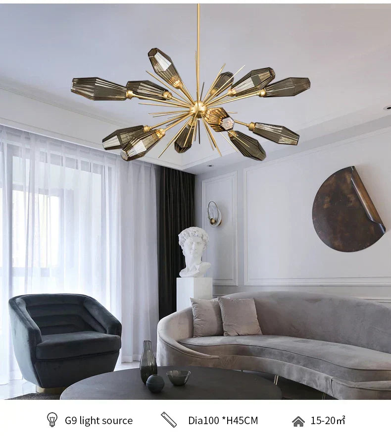 NovaOrb Chandelier LED Gray Glass Modern Hanging Light | Lersk