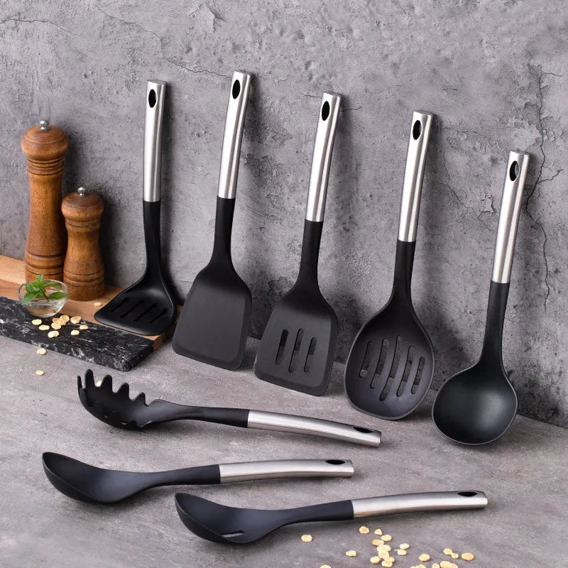 Stainless Steel Kitchen Utensil Set with Nylon Heads | Lersk