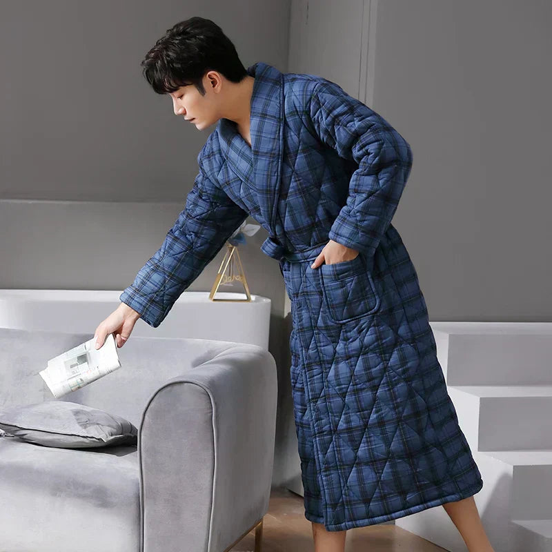 CozyLayer zimní prošívaný župan s trojvrstvým zateplením | Lersk