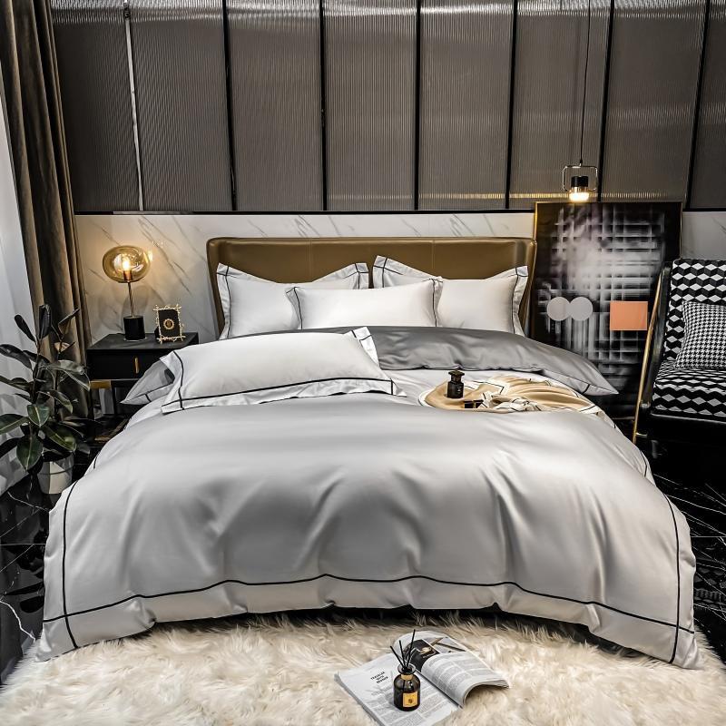 Elara Luxe Egyptian Cotton Hotel Bedding Set With Gold Trim | Lersk