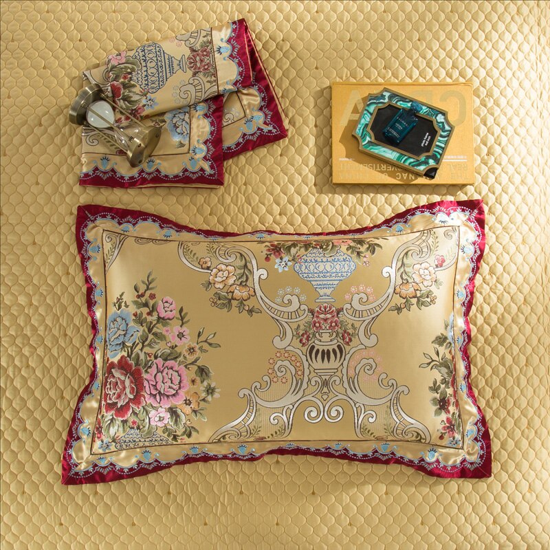 Parure de housse de couette en satin de soie Aurelia en coton argent et or | Lersk