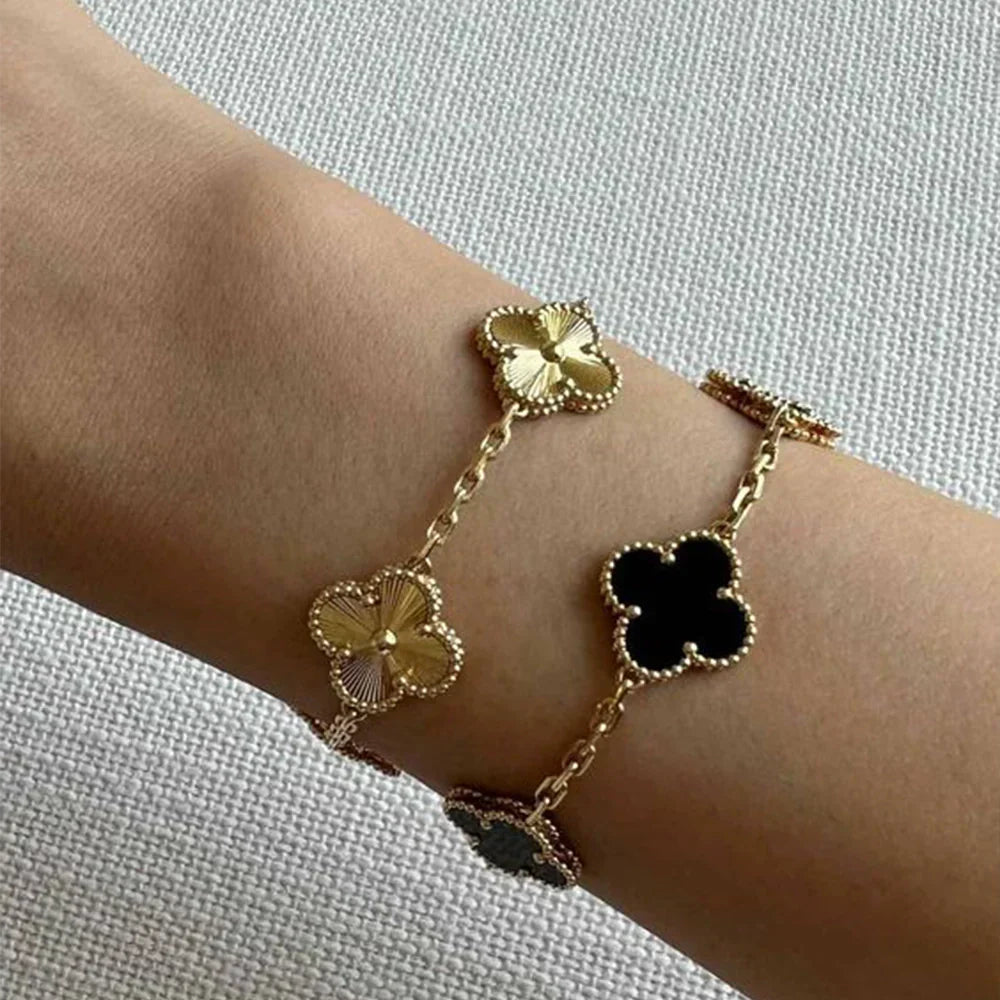 Liora Clover Charm Bracelet Four Floral Charms 14K Gold Plated Stainless Steel | Lersk