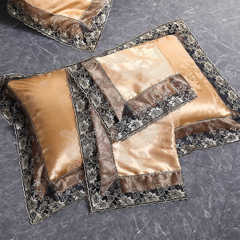 Povlečení Aurelia Satin Cotton s krajkou ve stříbrně hnědé | Lersk