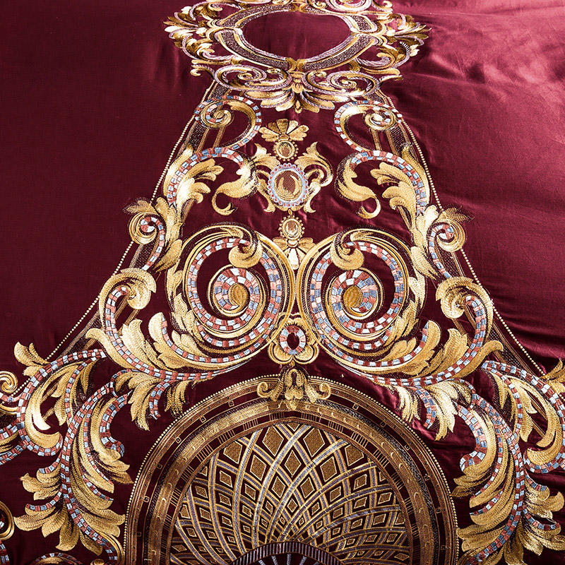 Novara | Burgundy Egyptian Cotton Embroidered Bedding Set | Lersk