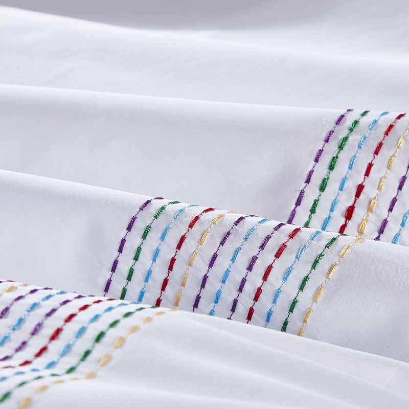 NovaLace Rainbow Stitch Egyptian Cotton Bedding Set | Lersk