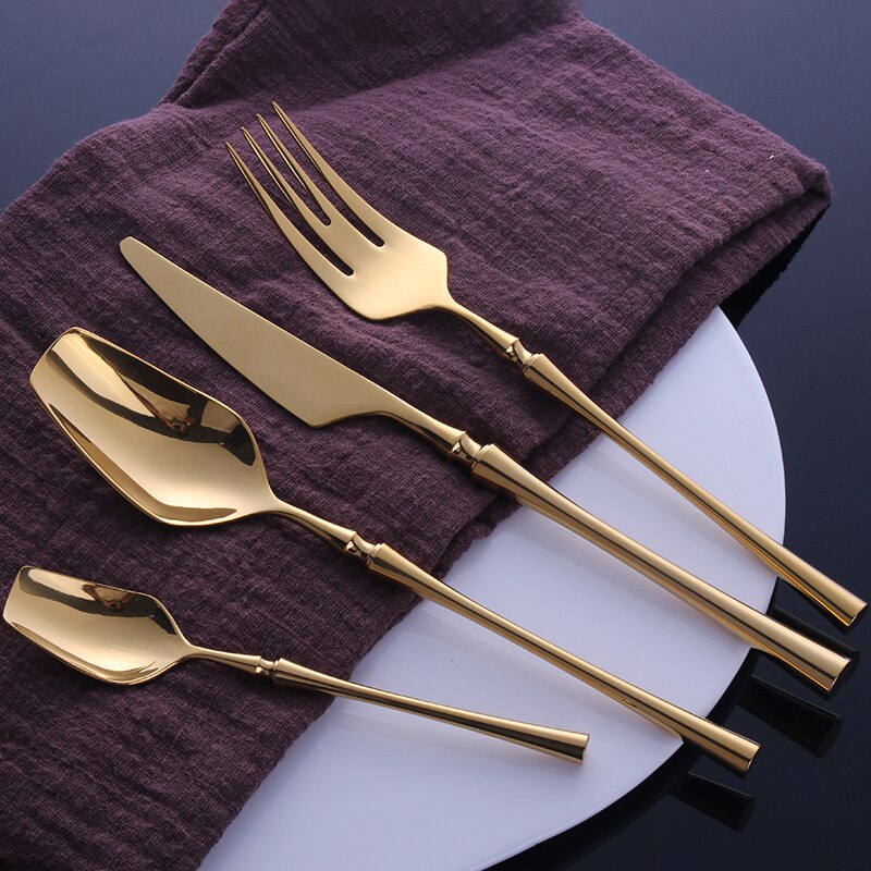 AuroraLuxe Gold Shine Cutlery Set in 18/10 Stainless Steel | Lersk