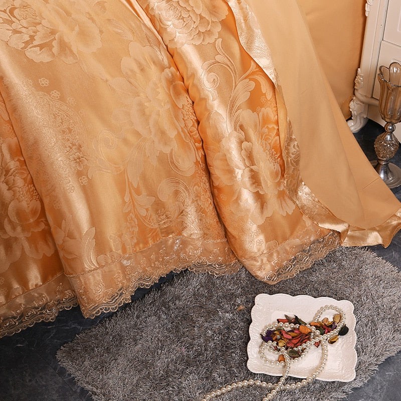 Povlečení Aurelia Satin Cotton s krajkou ve stříbrně hnědé | Lersk