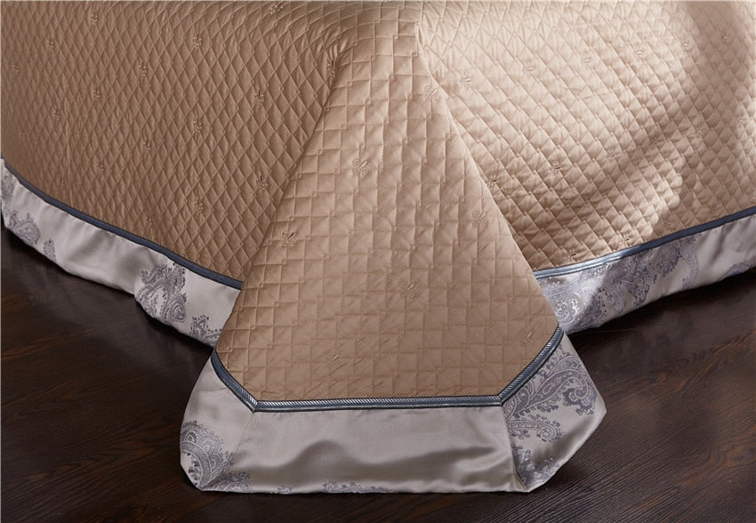 Lumen SilkWeave Dynebetræk Sæt i Blå-Sølv Jacquard | Lersk