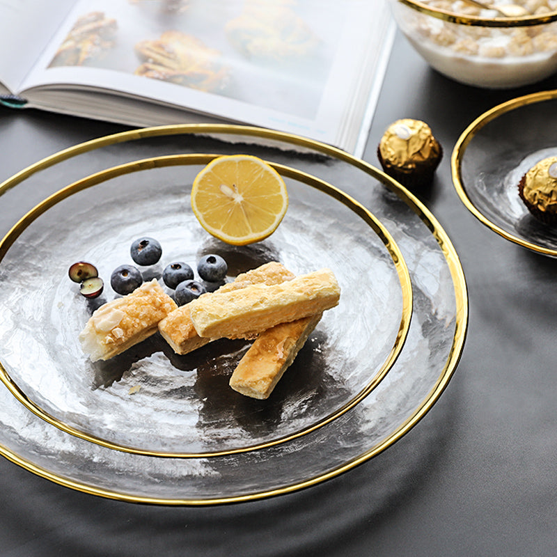 Aurelia Dinnerware Set with Glass Blur Finish Round Plates | Lersk
