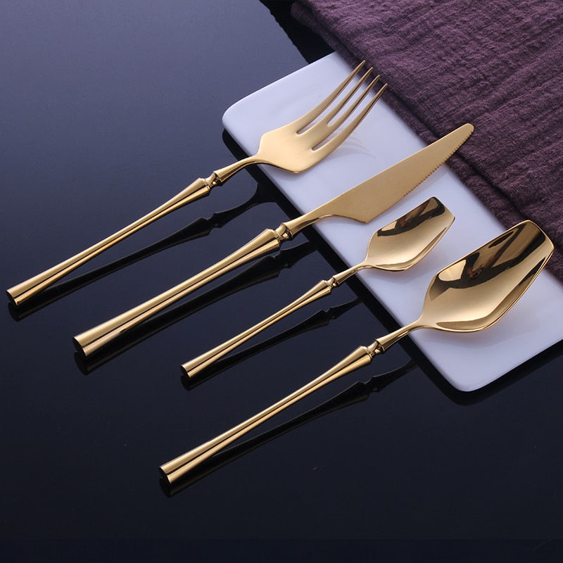 AuroraLuxe Gold Shine Cutlery Set in 18/10 Stainless Steel | Lersk