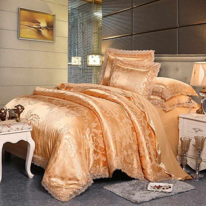 Povlečení Aurelia Satin Cotton s krajkou ve stříbrně hnědé | Lersk