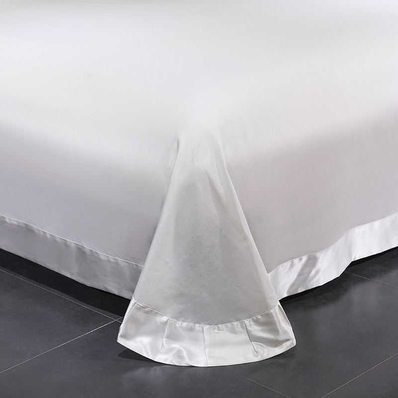 Aurelia White Silver Silk Cotton Butterfly Duvet Cover Set | Lersk