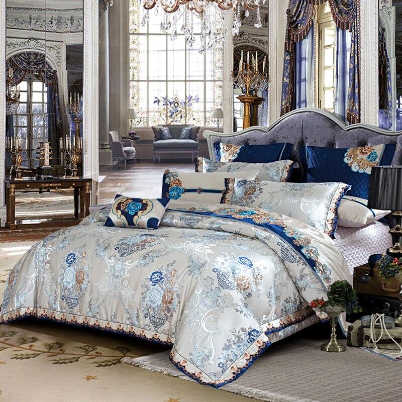 Parure de housse de couette en satin de soie Aurelia en coton argent et or | Lersk