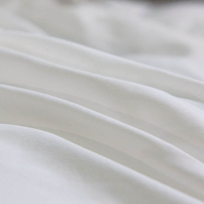 Aurelia White Silver Silk Cotton Butterfly Duvet Cover Set | Lersk