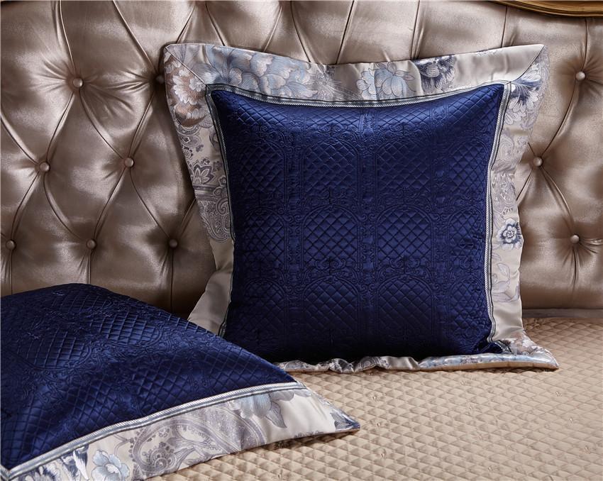 Lumen SilkWeave Dynebetræk Sæt i Blå-Sølv Jacquard | Lersk